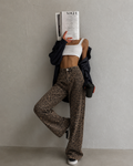 Leopard Print High-Waist Wide Leg Jeans