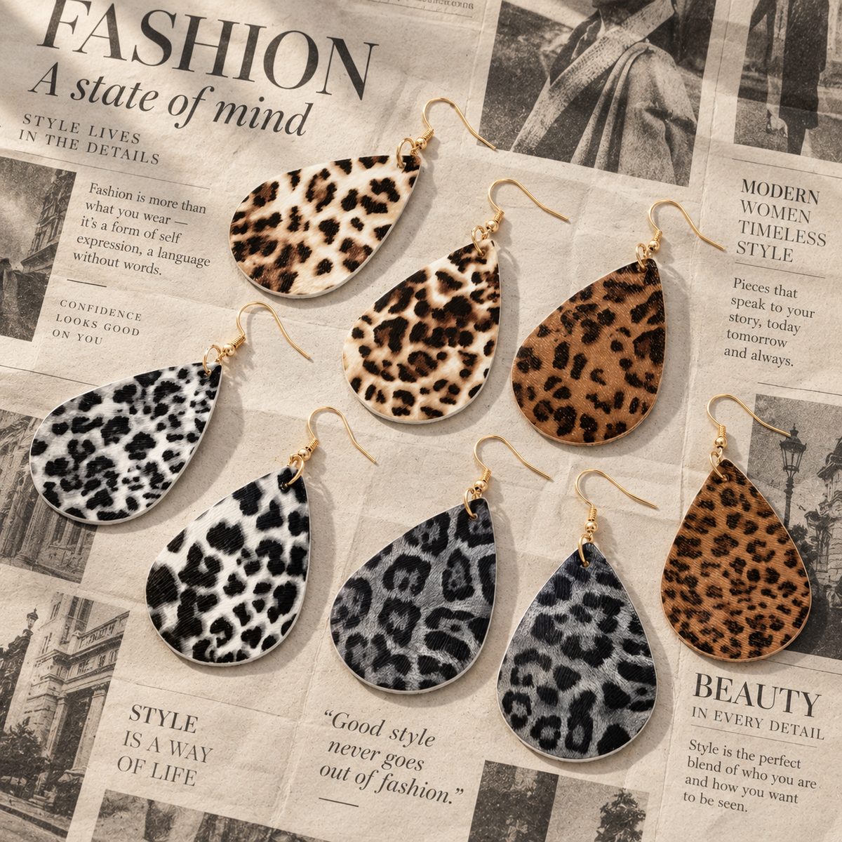 4-Pack Wild Print Drop Earrings