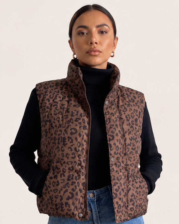 Leopard Print Puffer Jacket