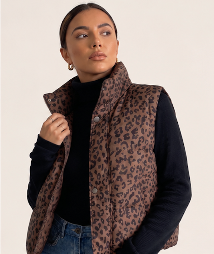 Leopard Print Puffer Jacket