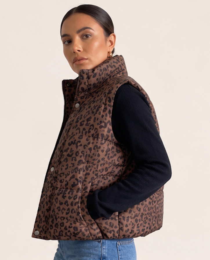 Leopard Print Puffer Jacket