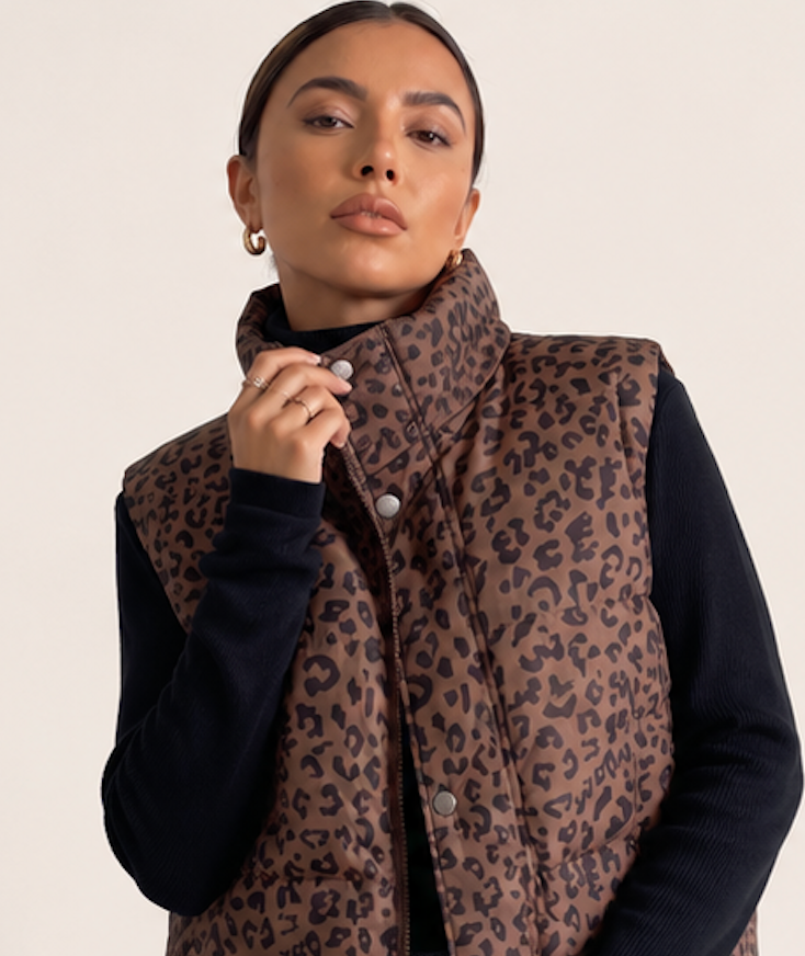 Leopard Print Puffer Jacket