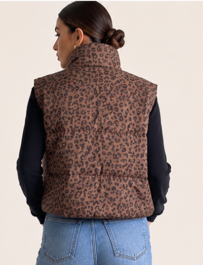 Leopard Print Puffer Jacket